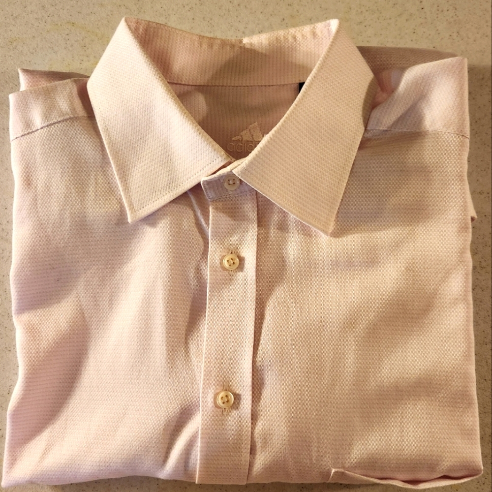 Adidas Germany Mens Pink Button Down Long Sleeve Dress Shirt 41/16=US Large